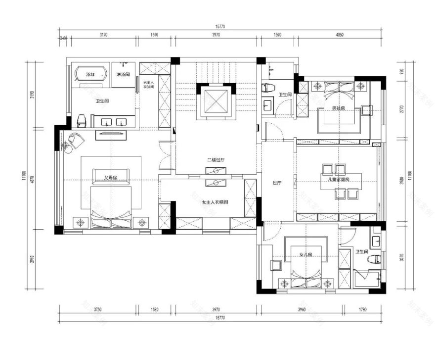 三代同堂共享天伦,550㎡现代中式别墅设计-21