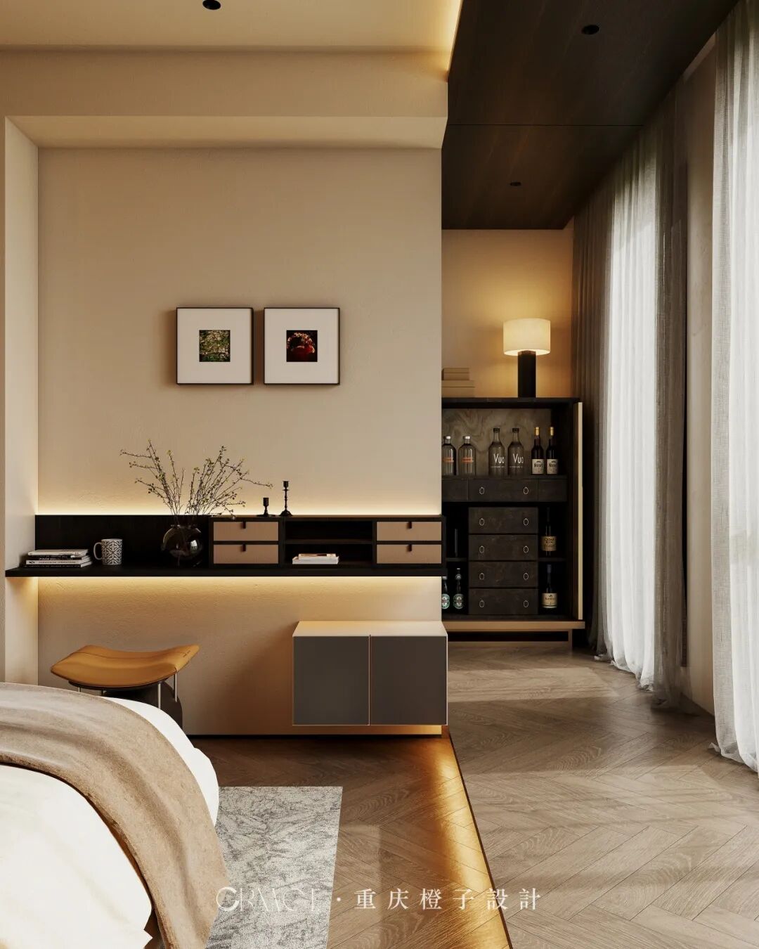 橙子新作||国宾壹号院——醇境·融邸，暖木鎏金-39