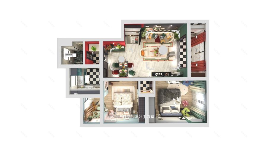 修炼爱情 · 轻奢 90 平方 2 房 2 厅 1 卫设计-9