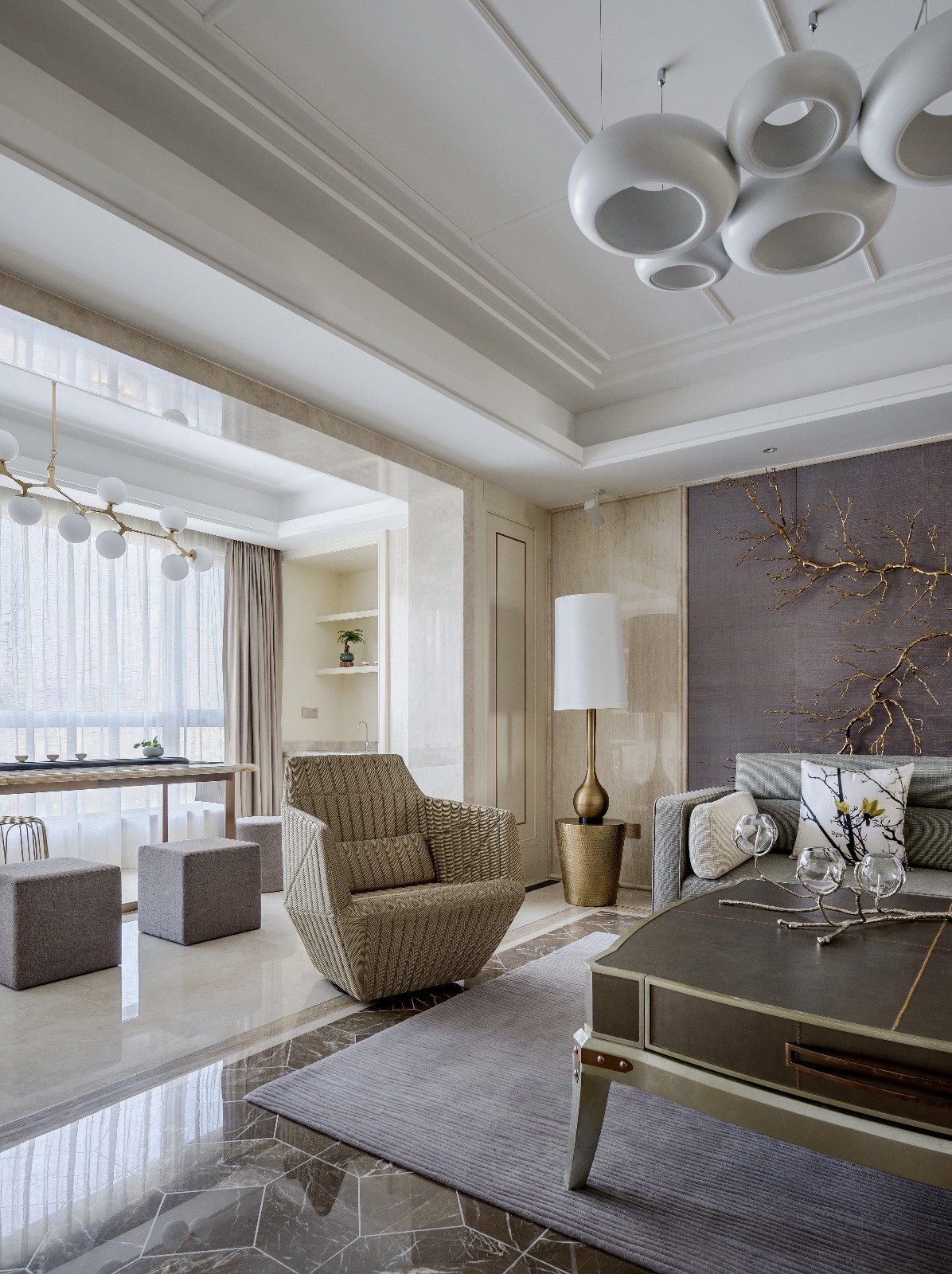 福州融桥外滩 246㎡现代样板间——东方禅意与轻奢金属的碰撞-18