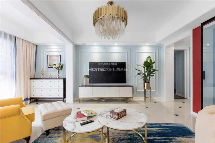 成都中德英伦世邦 140㎡美式轻奢风装修案例解析-1