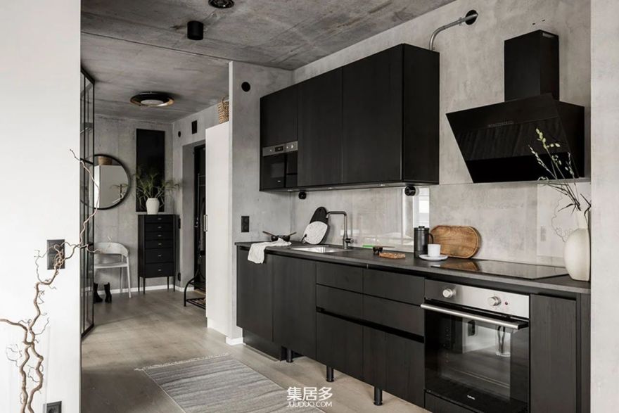 混凝土墙的斯堪的纳维亚小型公寓丨瑞典-11