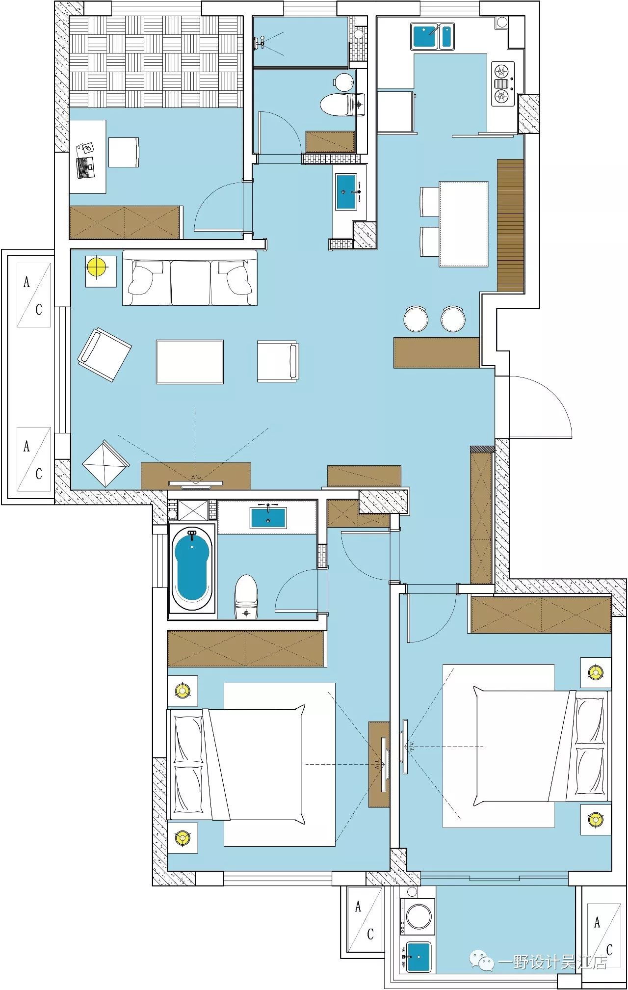 锦泽花园 120㎡简约美式，红砖元素打造温馨空间-13