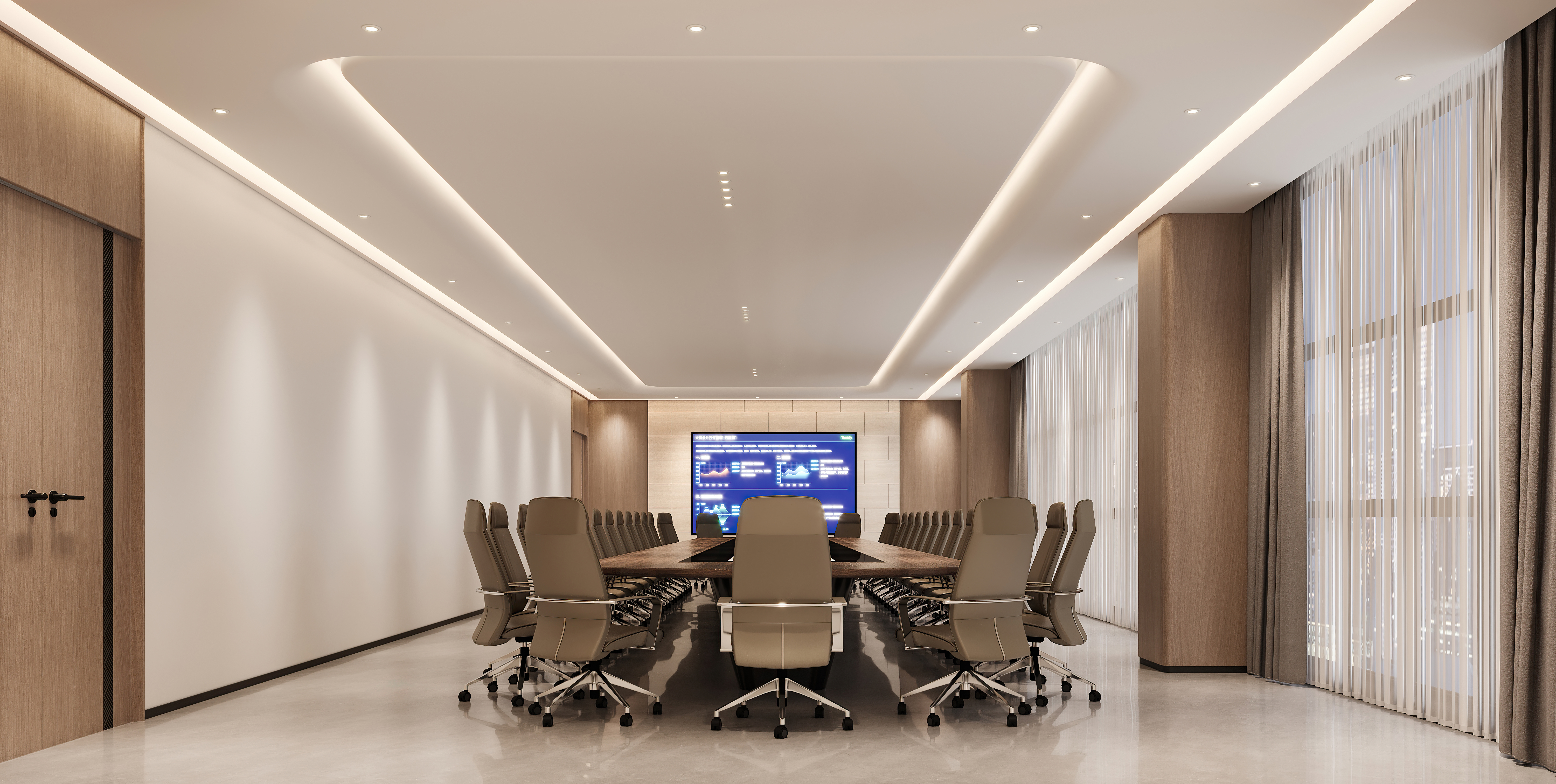 中式办公效果图-4