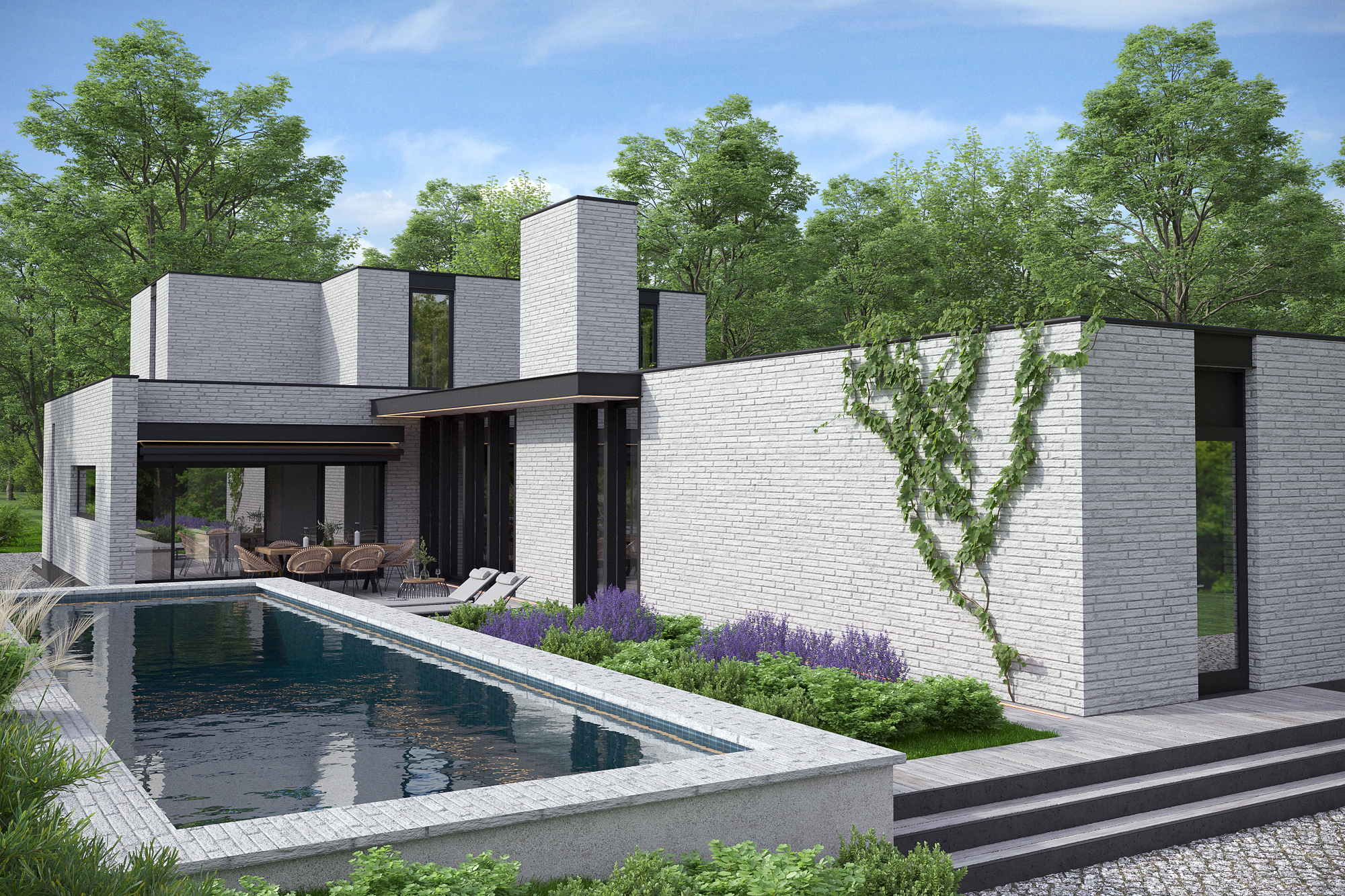 现代带泳池砖房丨JULIA TARAEVA-7