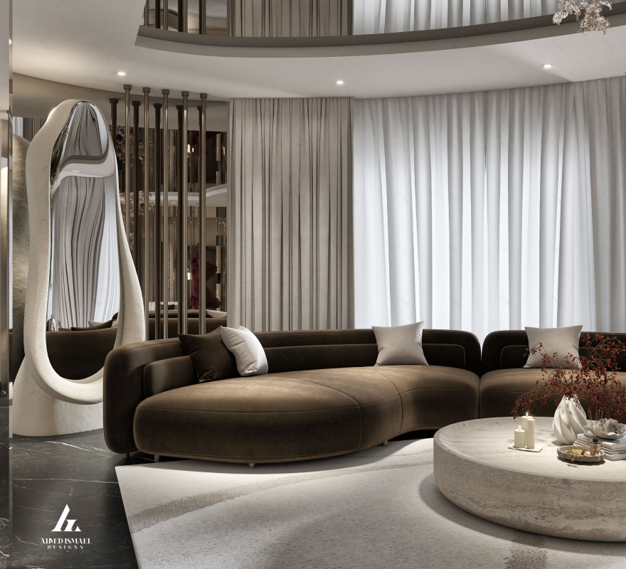 奢华现代接待区设计丨@ahmedismail_designs-8