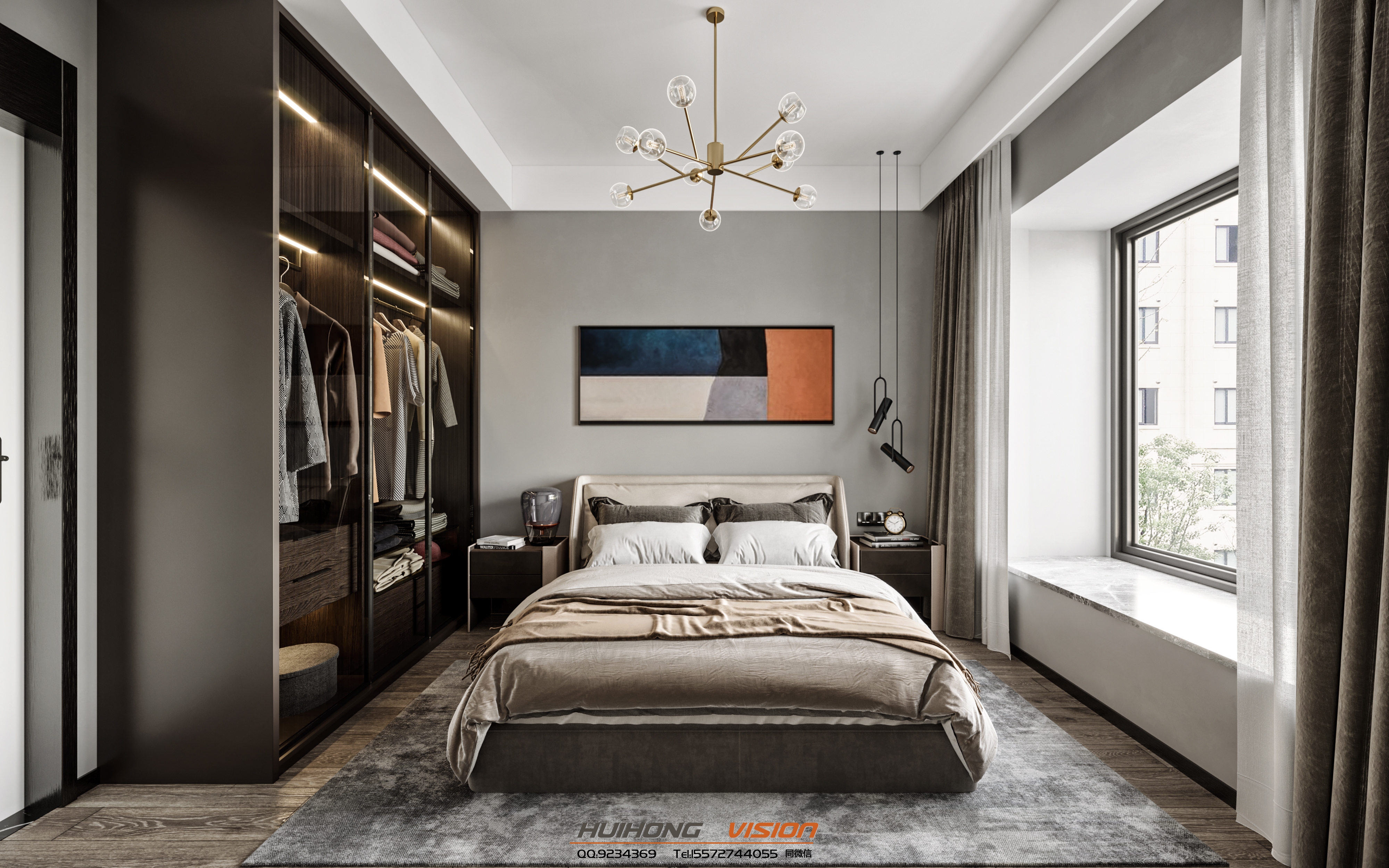 现代客餐厅卧室-10