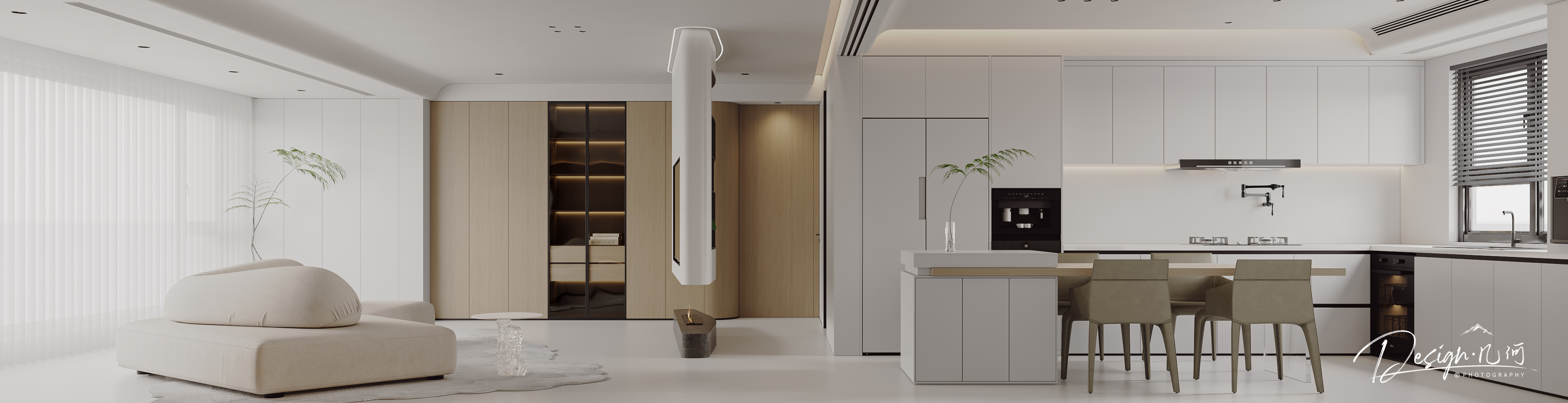 几何空间视觉表现 | 江山赋原木风现代客餐厅-3