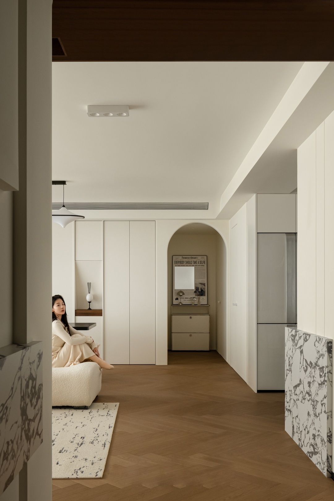 143㎡精装修全拆改,打造现代法式与中古融合的家丨飞墨设计-35