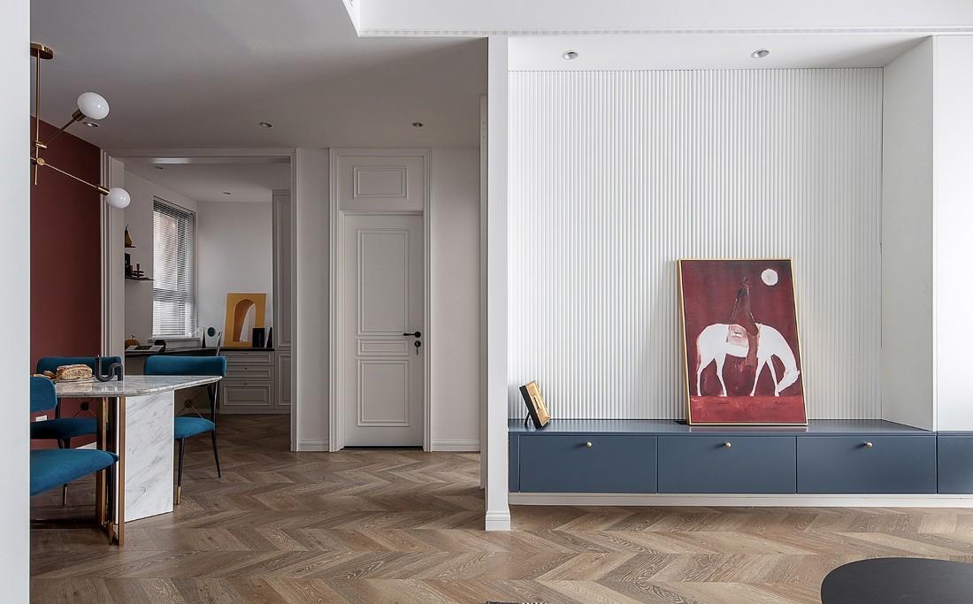 深白设计丨平层北欧风,一半骄阳一半幽蓝的冰雪季柔软时光-13