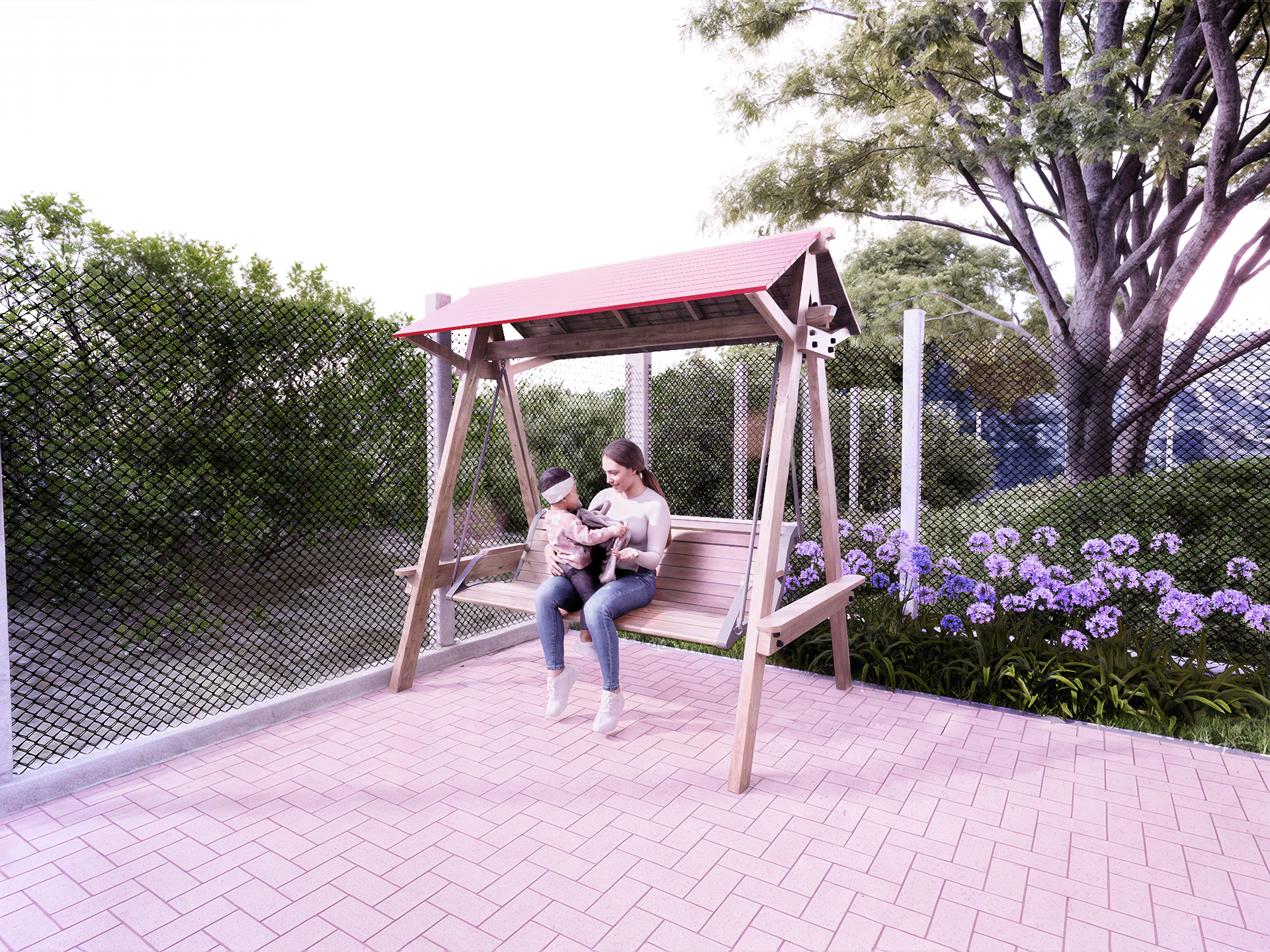 Visualização Arquitetônica: Fachada e Área de Lazer-15