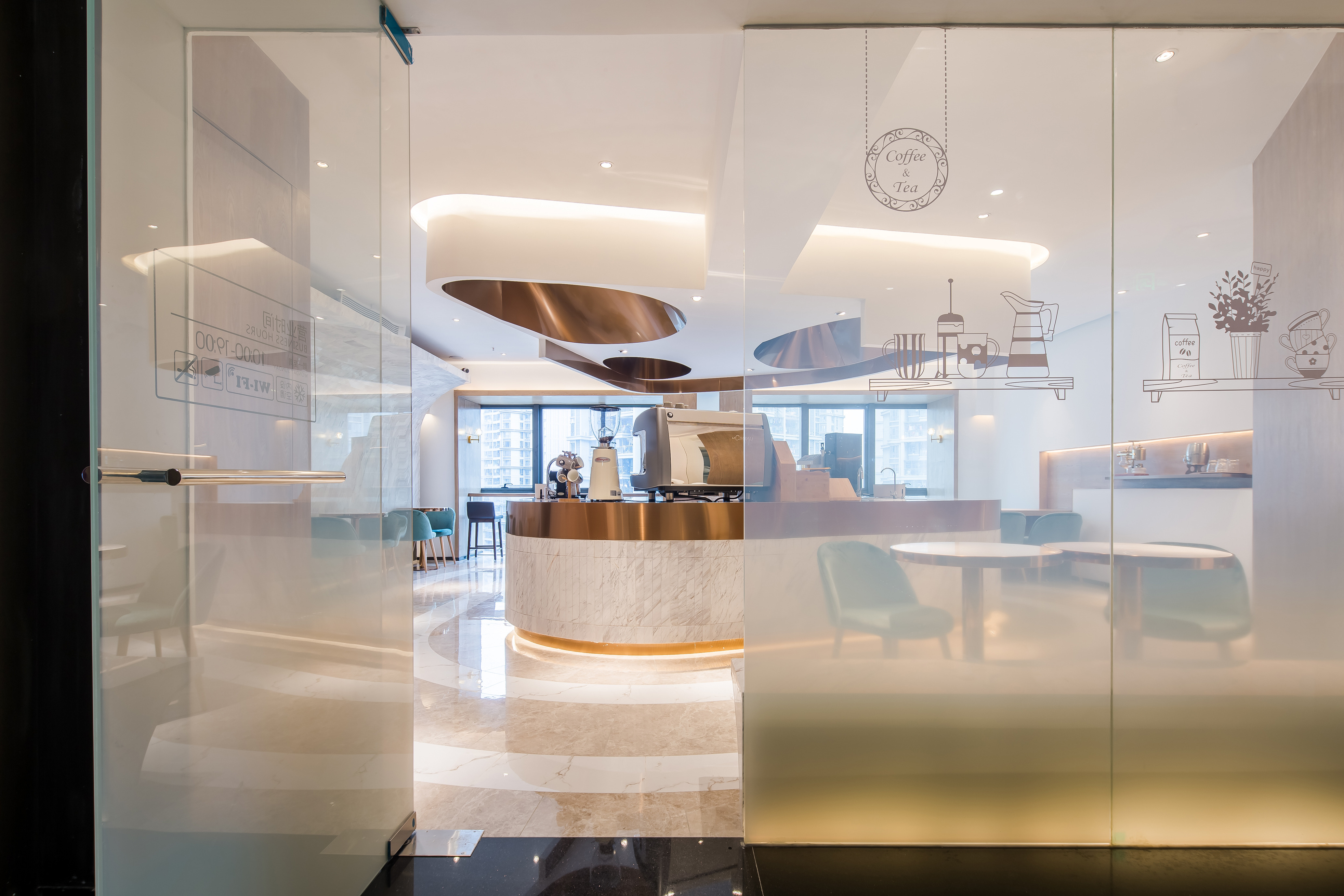E²CAFEDesign 咖啡厅 | 弧线灵动,划分多重空间-8