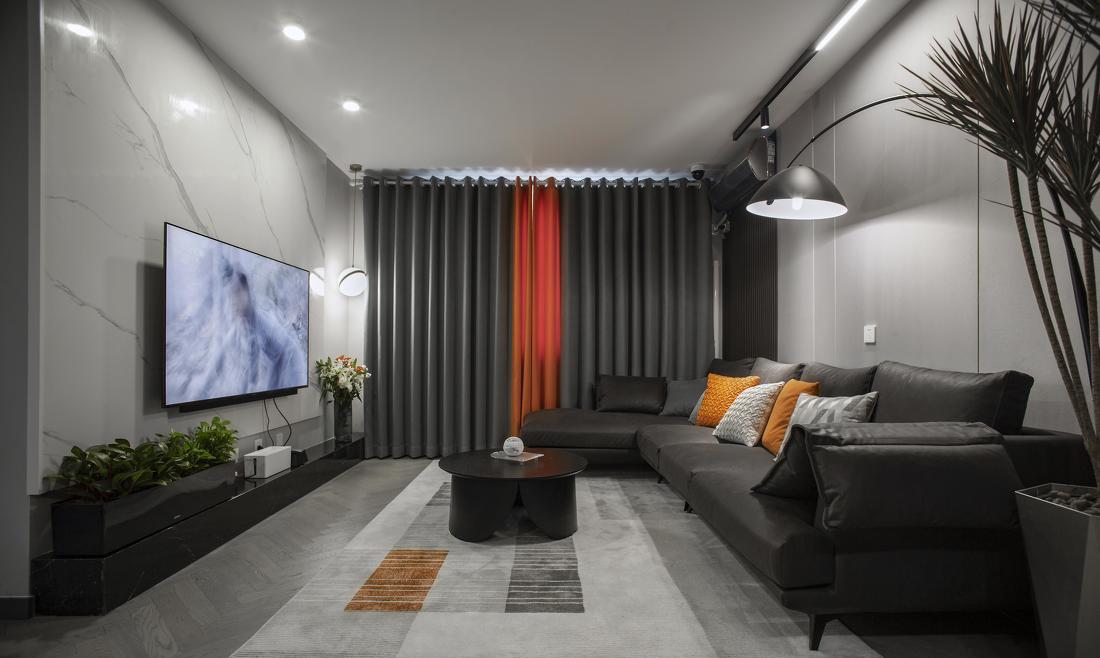 爱马仕橙碰撞 IT 精英,现代简约风平层设计-18