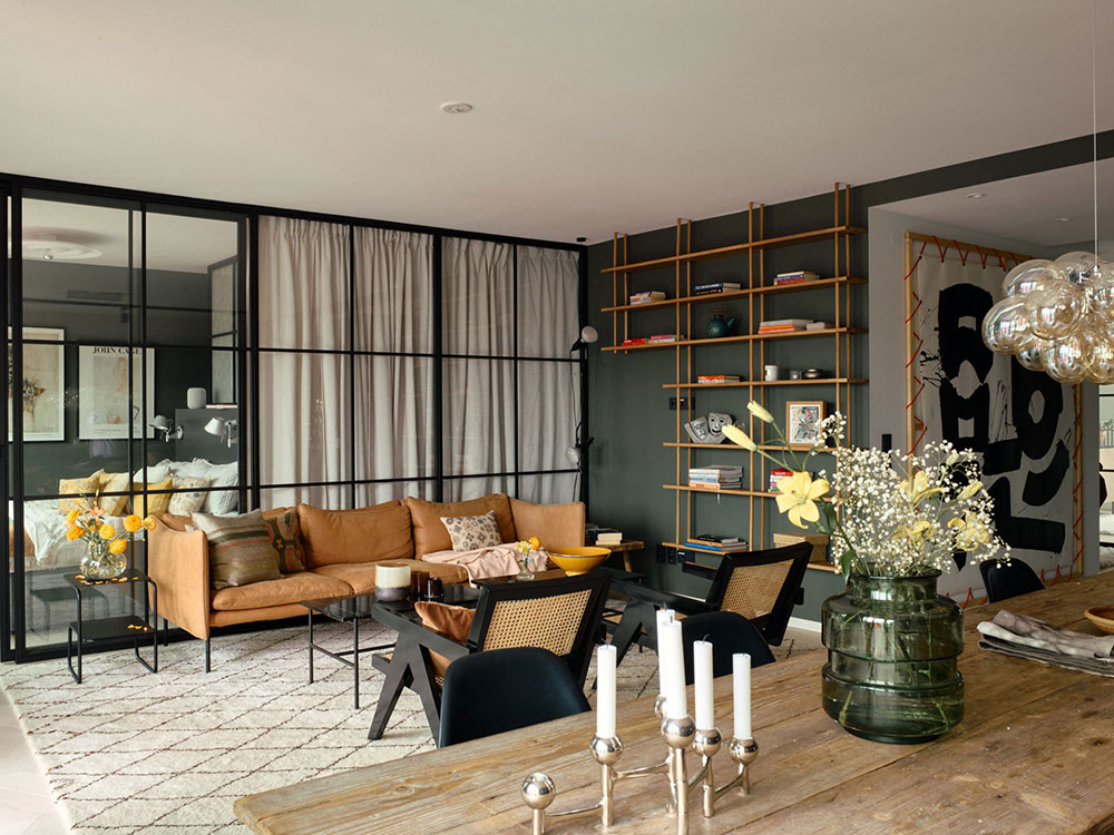 斯德哥尔摩时尚顶层公寓,玻璃隔墙成焦点-10