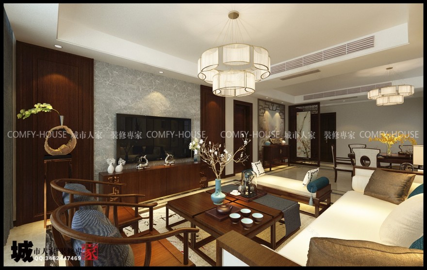 龙泉壹号 170 平新中式四室两厅设计 | 现代与传统的美学融合-15