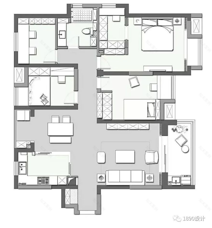 万科森林公园 242㎡通厅设计,折纸概念让空间更立体-24
