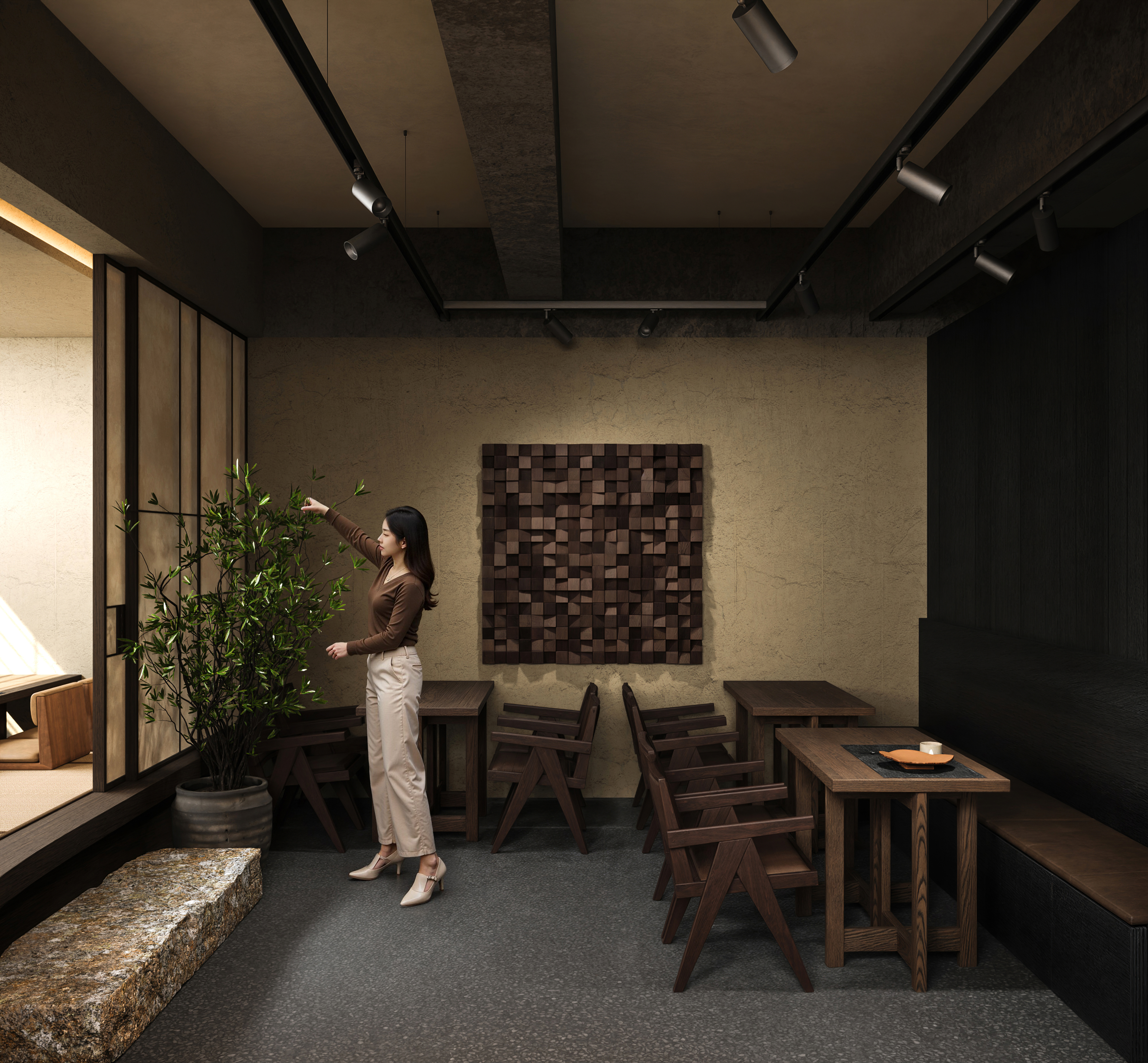 钢铁与桧木的对话空间设计-12