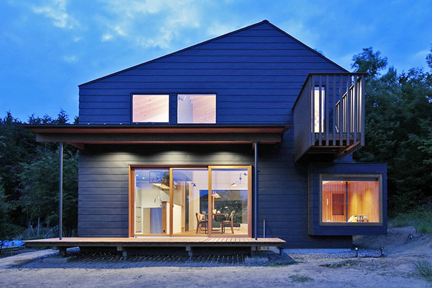 挑高日光森林木屋！日本75.9㎡小家庭原木宅-1