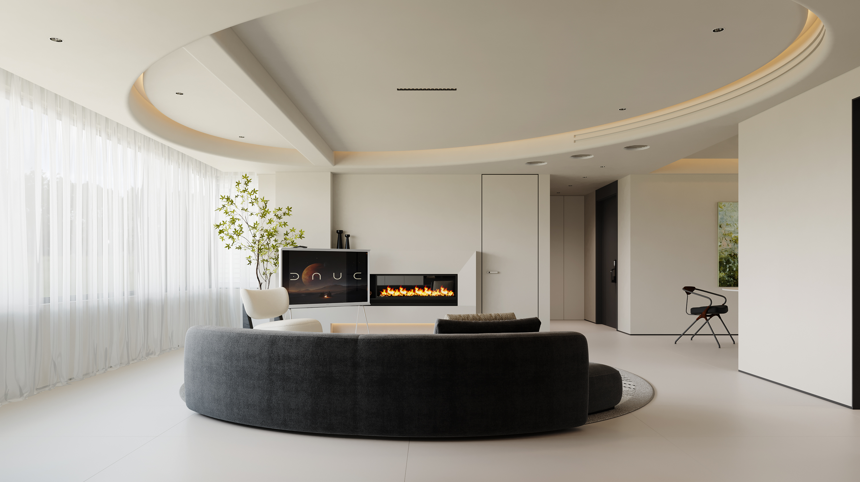 极简大平层客餐厅效果图表现-1