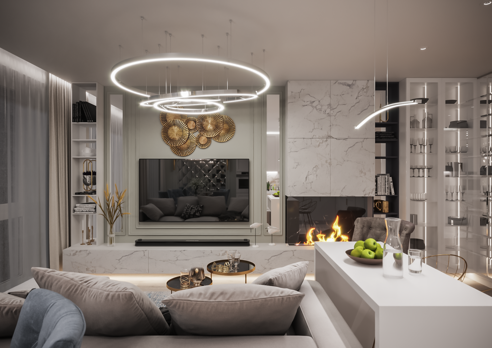 Kitchen-living room in Moscow-5