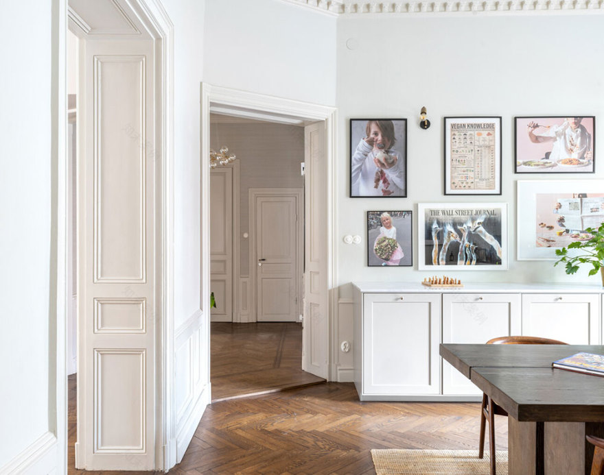 斯德哥尔摩公寓优雅图书馆设计-21