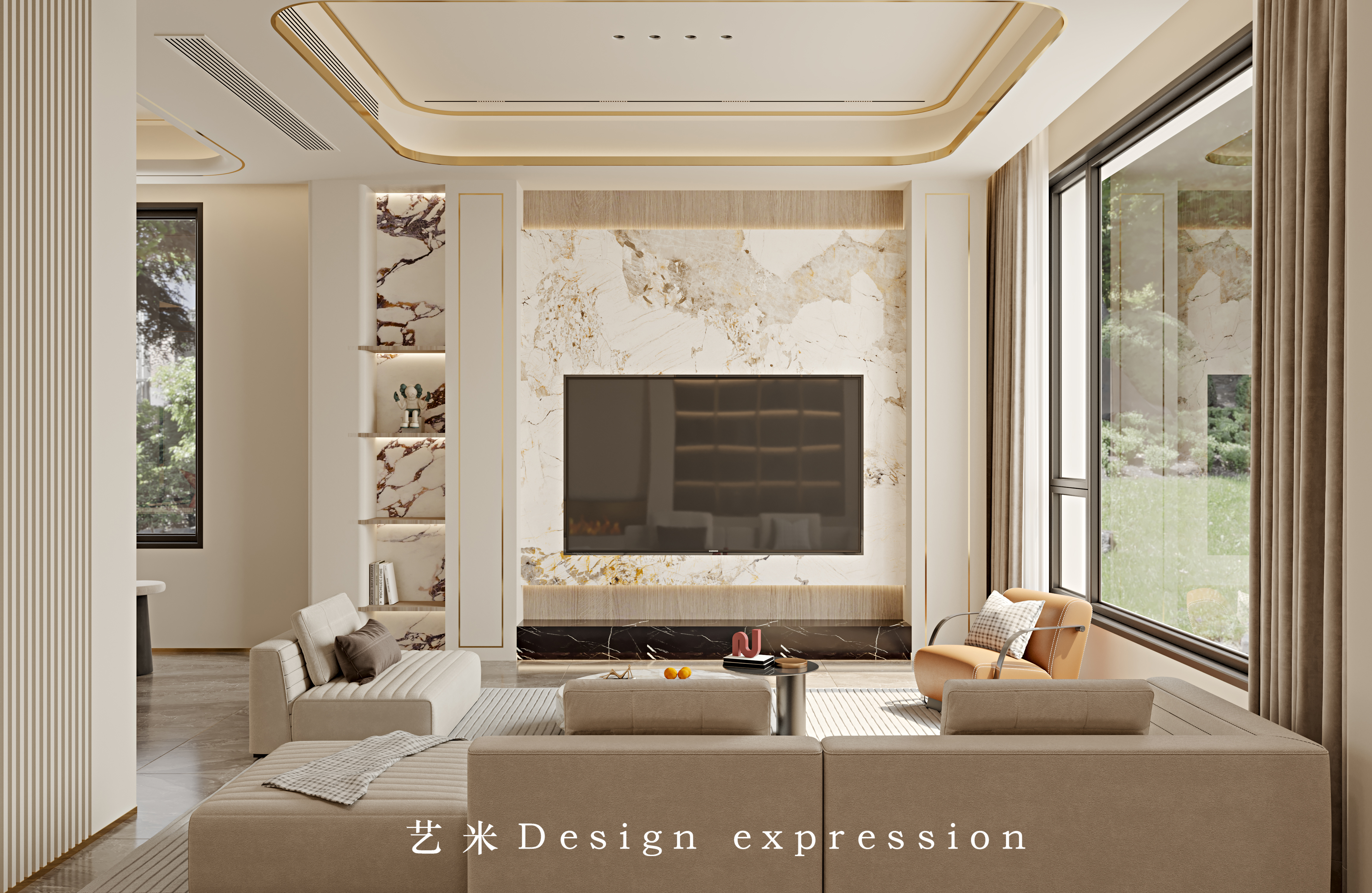 奶油轻奢别墅-艺米效果图-1