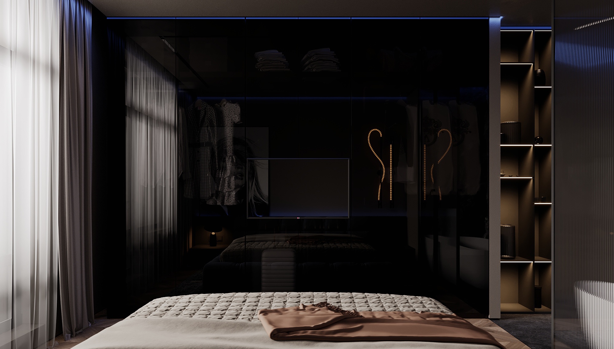 俄罗斯 74㎡深色系空间设计-16