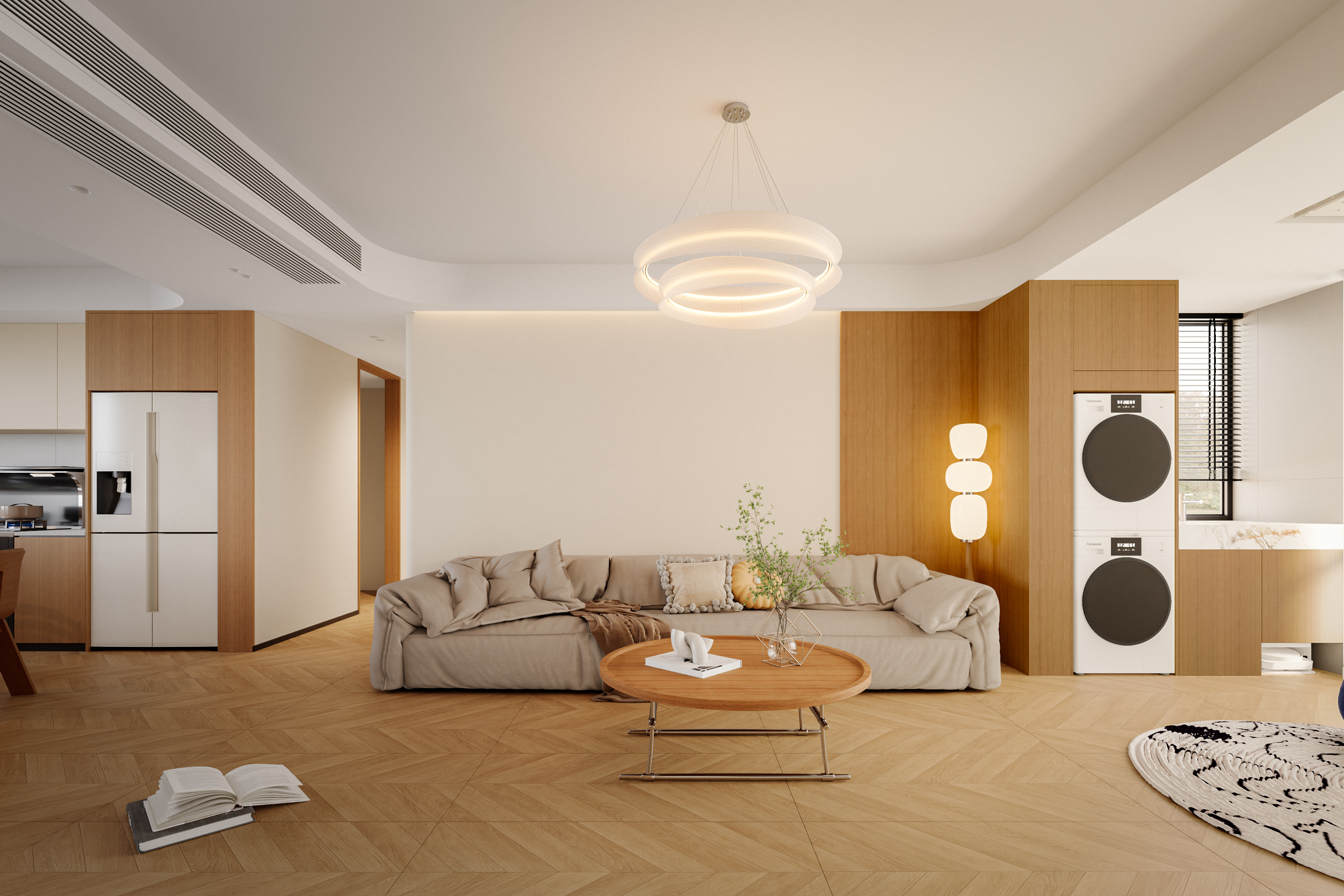 绘感视觉设计 | 中古原木风格客餐厅渲染-5