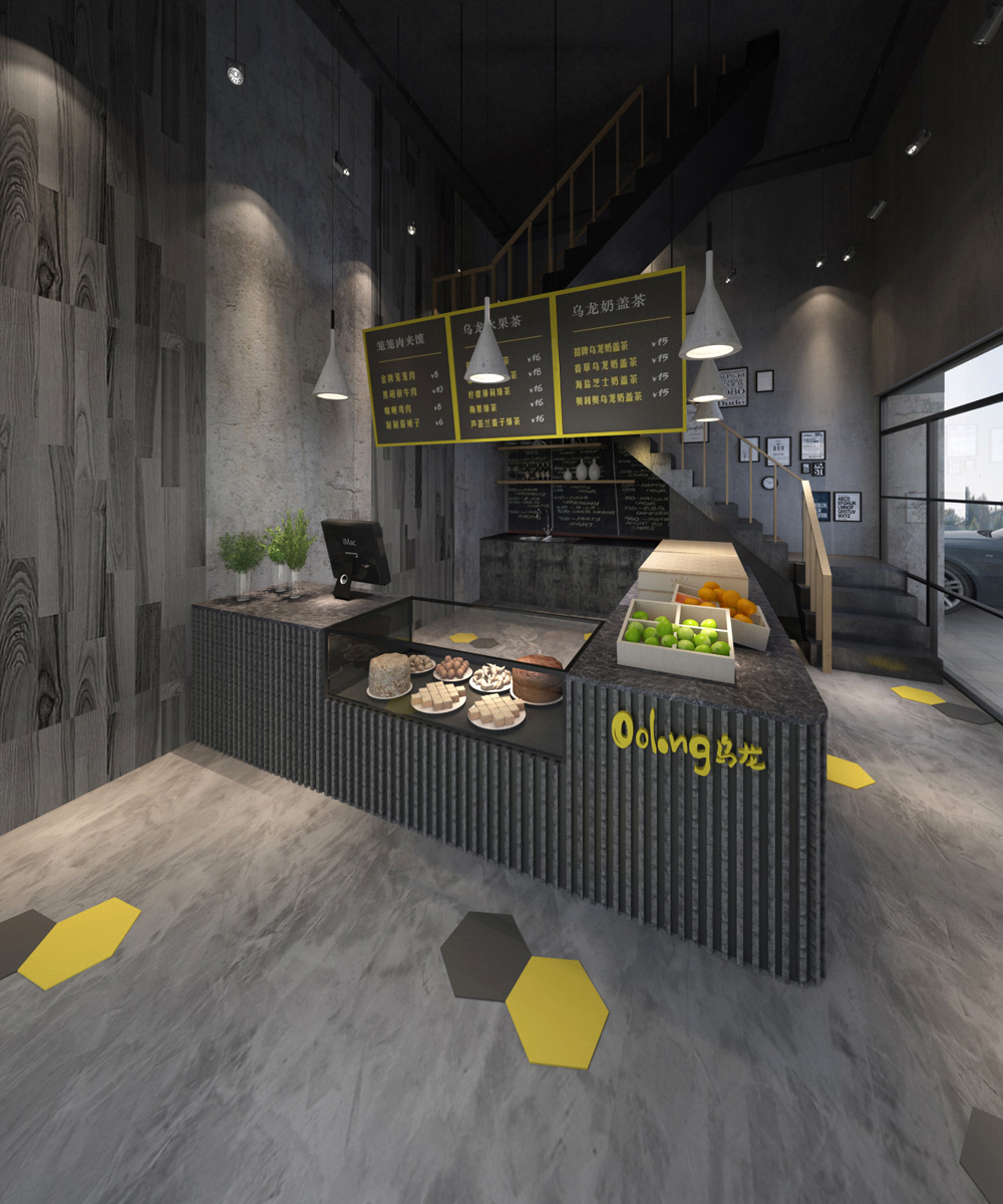 餐厅设计效果图中餐厅餐厅包间包房小吃店面馆工业主题餐厅-3-30