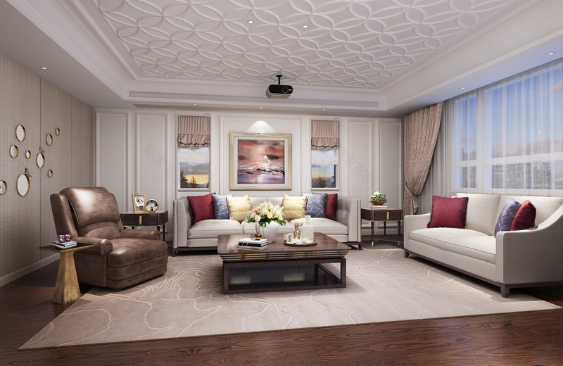 上海汤臣高尔夫别墅新中式简约美式设计-13