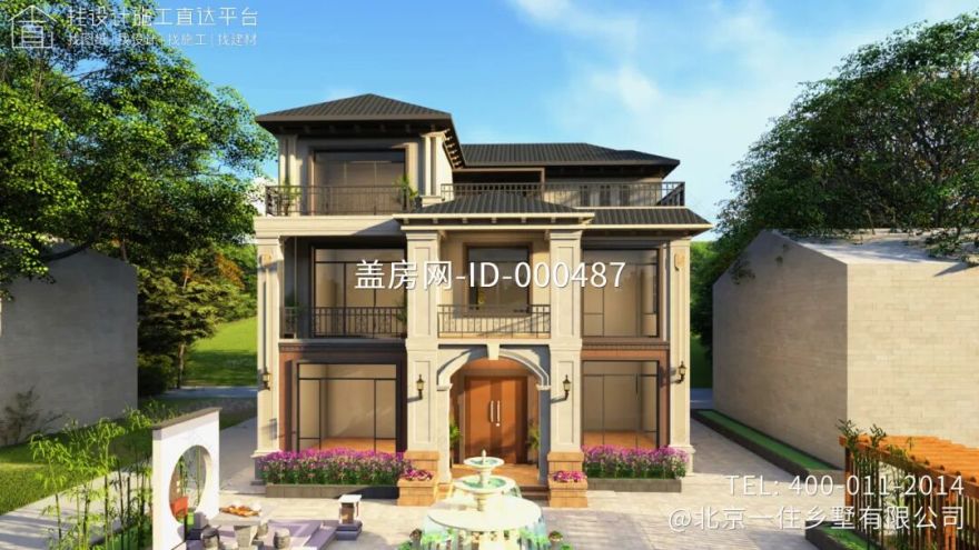 【设计师案例】土建参考造价82万,面宽13.2m×进深14m四川南充三层欧式别墅-34