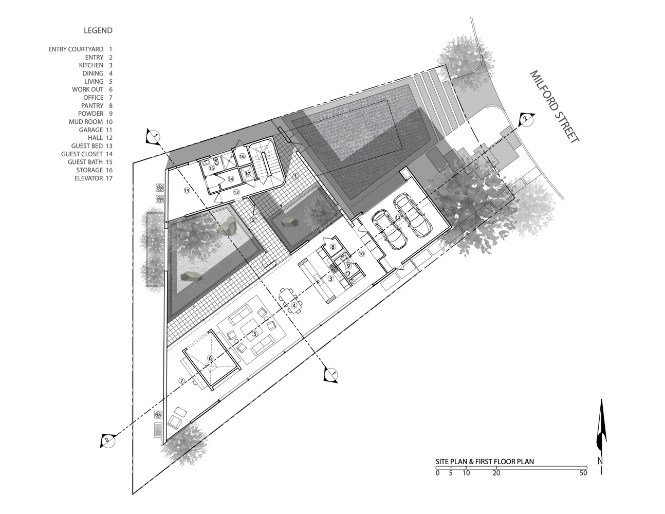 双庭院别墅 | 简约私密的现代设计-14