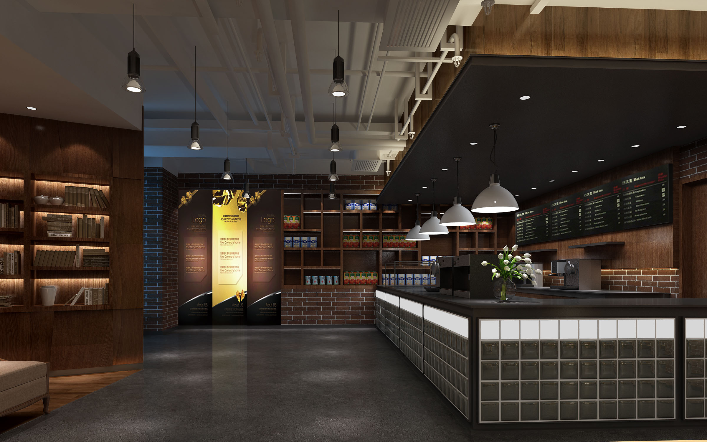 餐厅设计效果图中餐厅餐厅包间包房小吃店面馆工业主题餐厅-3-34