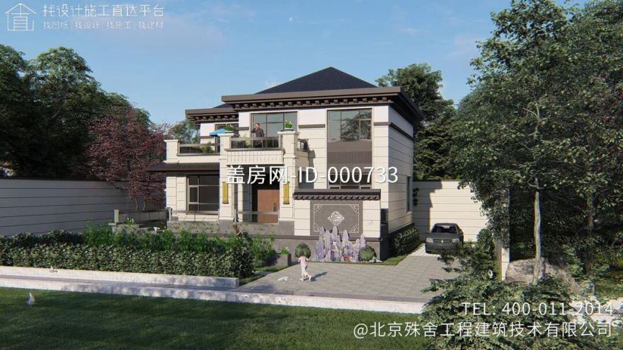 【设计师案例】土建参考造价45万,面宽13.7m×进深10m河南平顶山二层新中式别墅-32