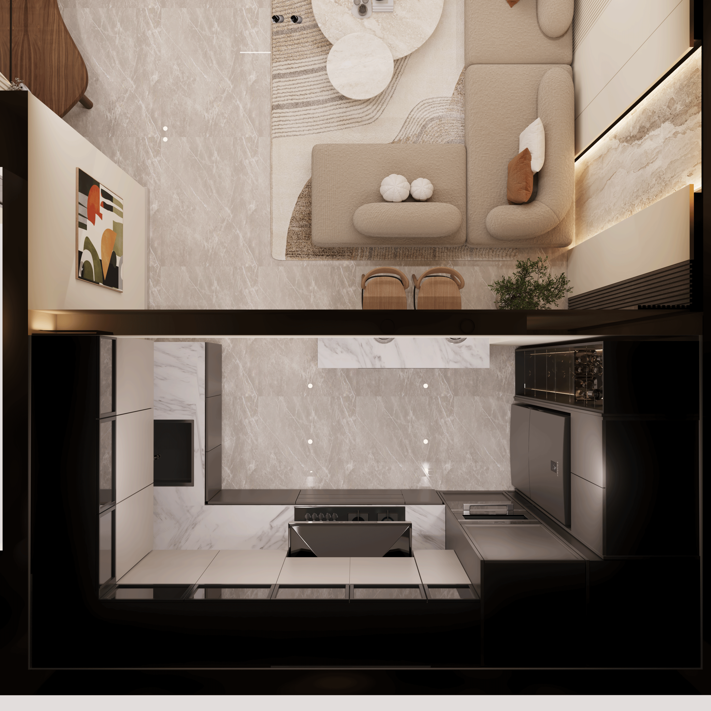 Modern Living Space With An American-Kitchen-10