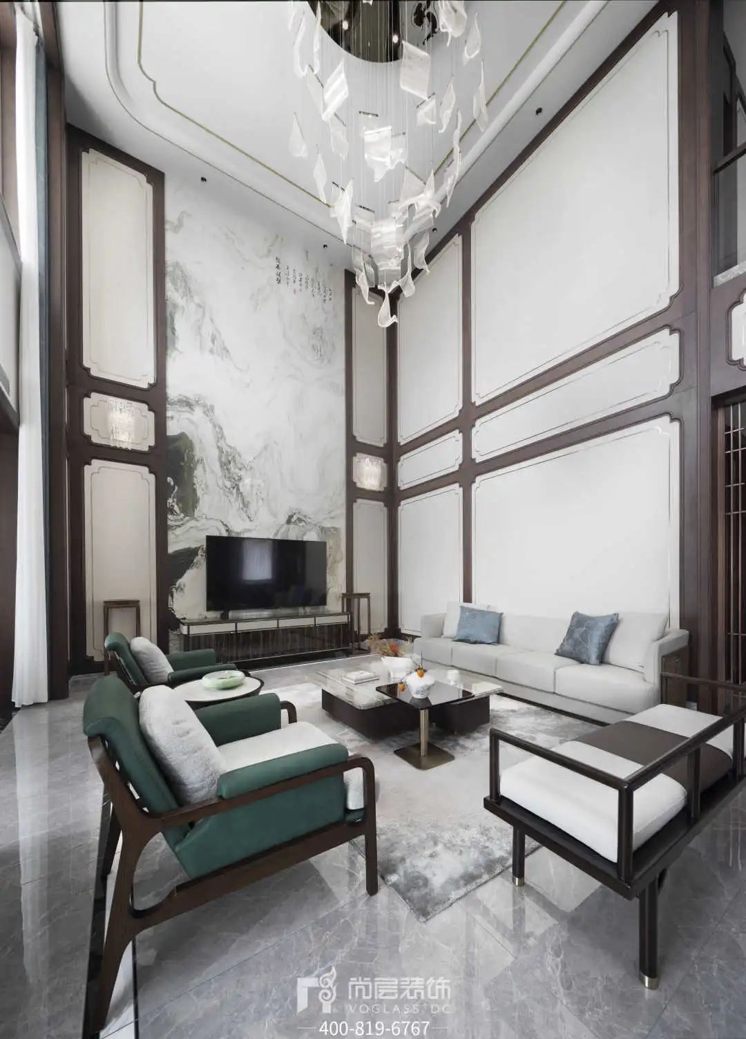 银湖花园×尚层别墅装饰｜杭州400㎡新中式别墅设计，由心生活-44