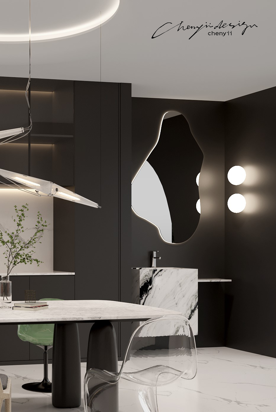 蓝调时刻 · 法式优雅与极简主义的完美融合丨中国洛阳丨忱意空间设计研究室-9