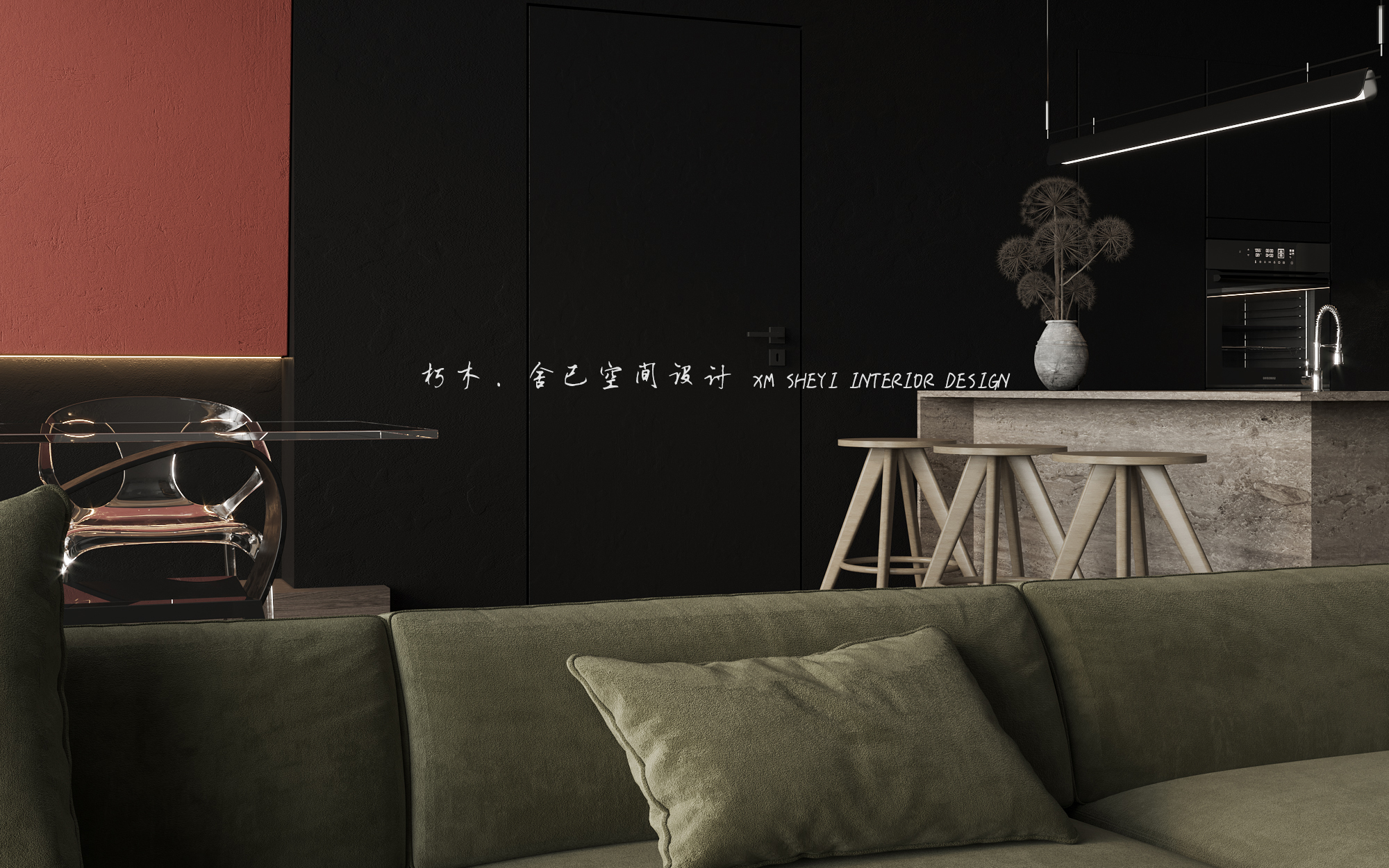 原木与高级黑 · 精致住宅设计丨舍已制作-16