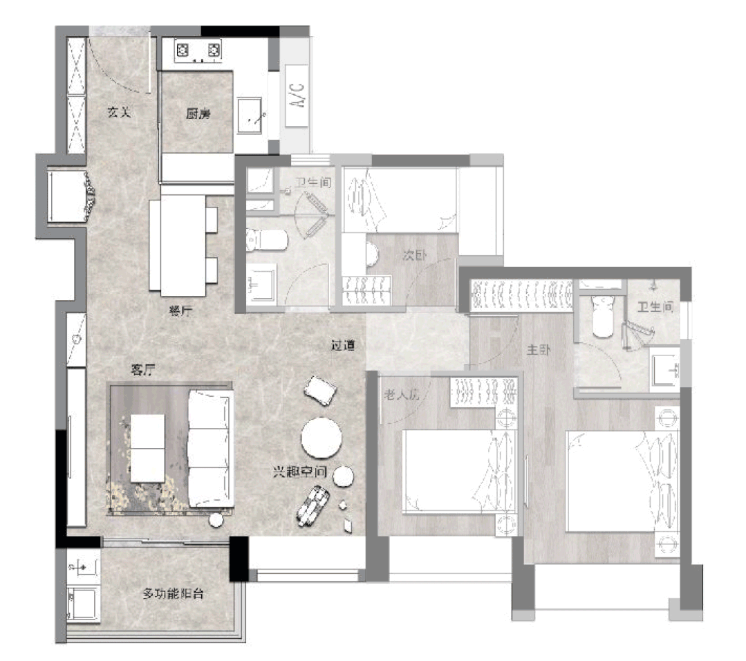 90平紧凑四房设计丨中国重庆丨搜建筑-35