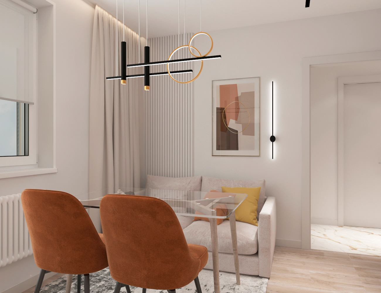 带明亮装饰的温馨公寓丨俄罗斯-4