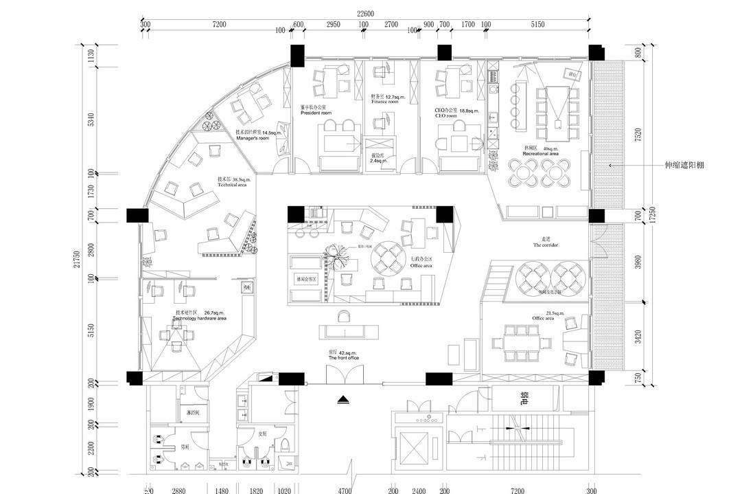 现代极简风格科技公司办公室装修设计案例-16
