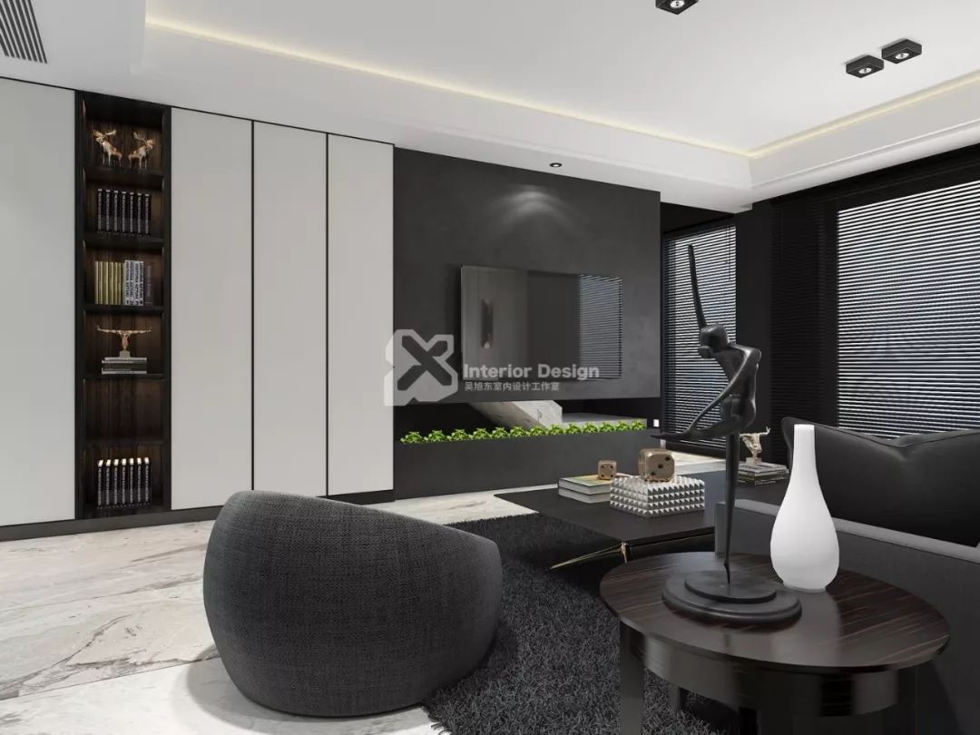 黑白极简,打造 330㎡顶层复式梦空间-50