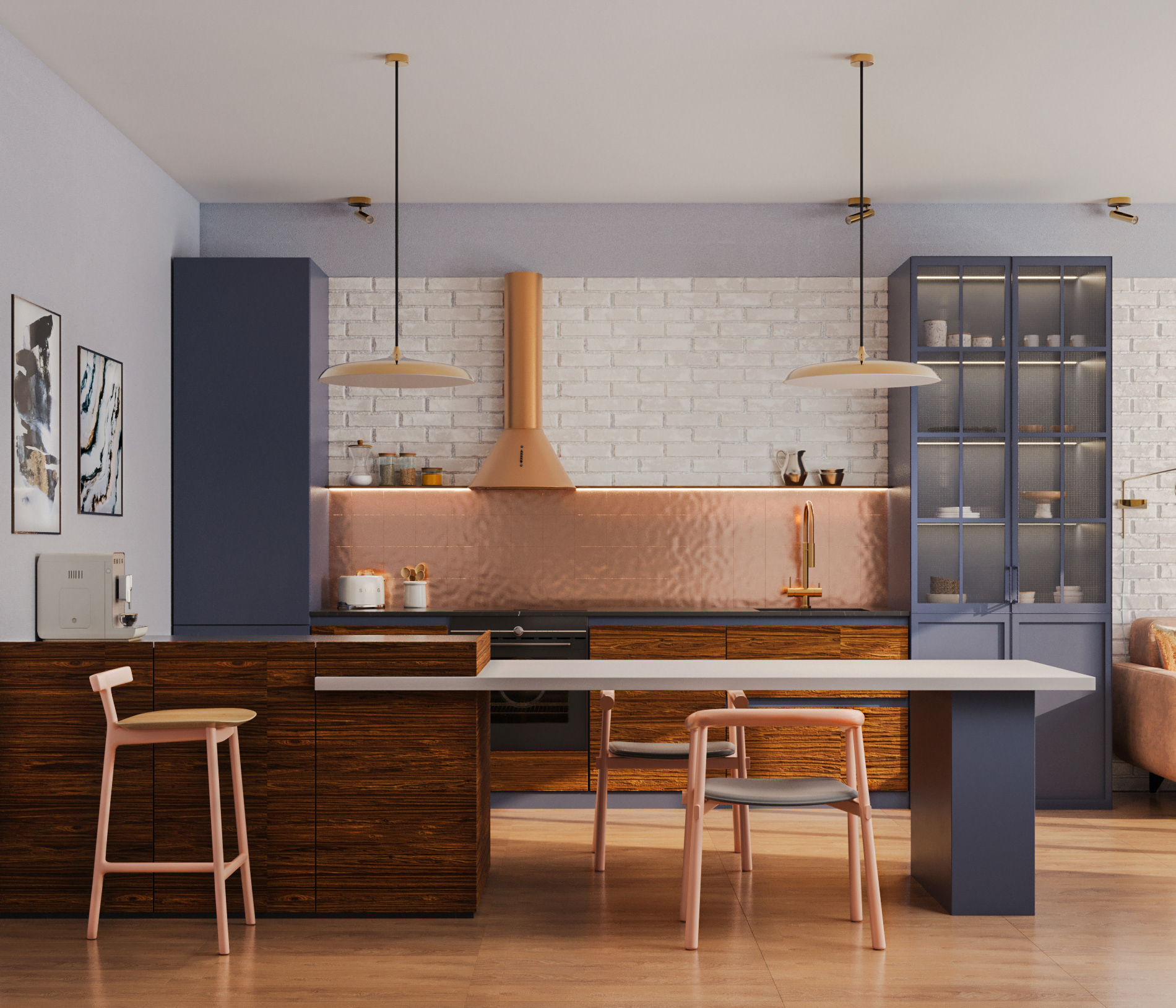 现代客厅  厨房-1