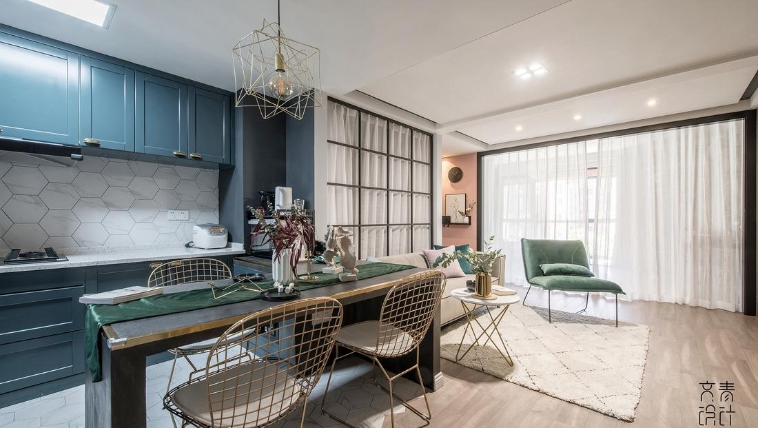 我的单身公寓 | 水泥餐桌与自画色块画的独特融合-11