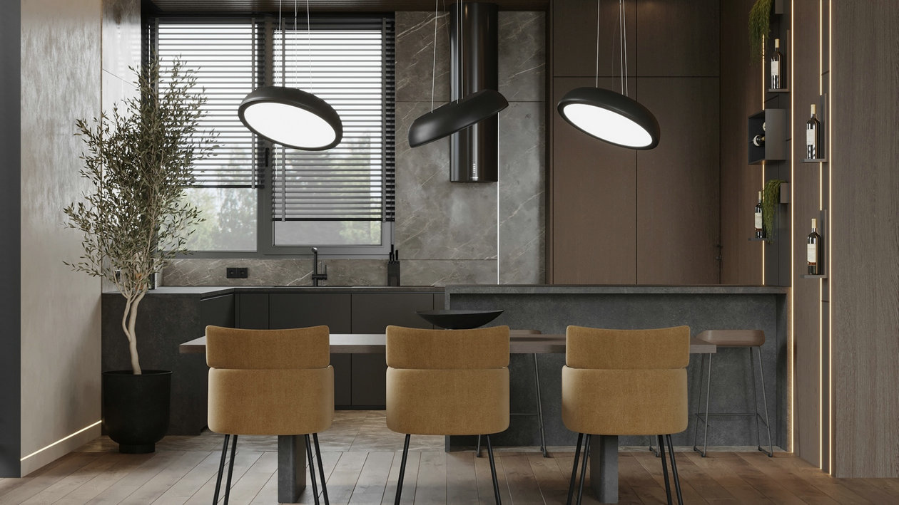 胡桃木与黄色打造的优雅空间-6