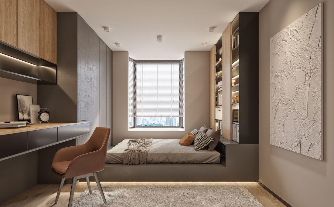 黑白灰碰撞木色打造储物空间充足的家|研筑国际-5