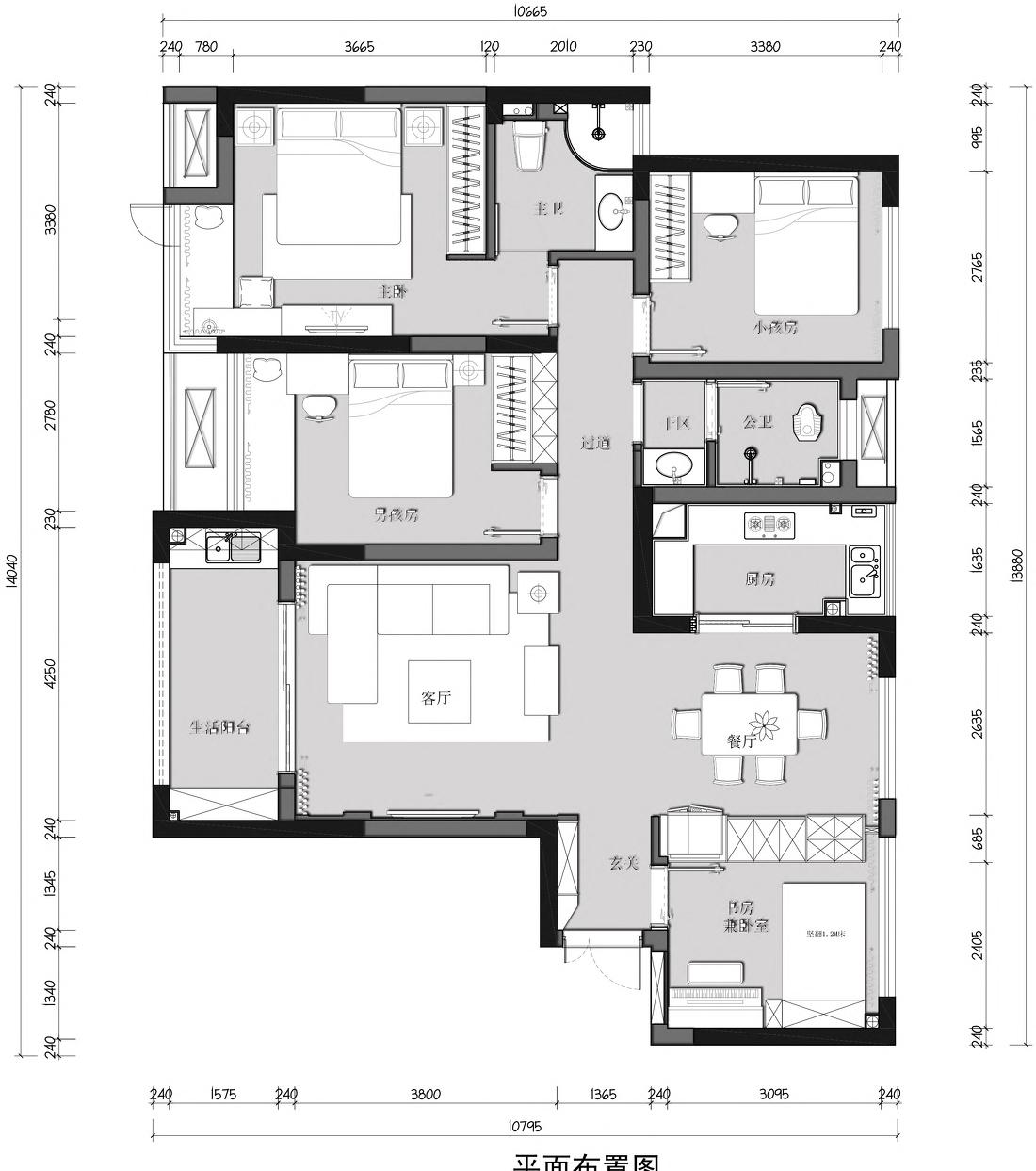 
灰度丨119㎡四房简约现代 -11