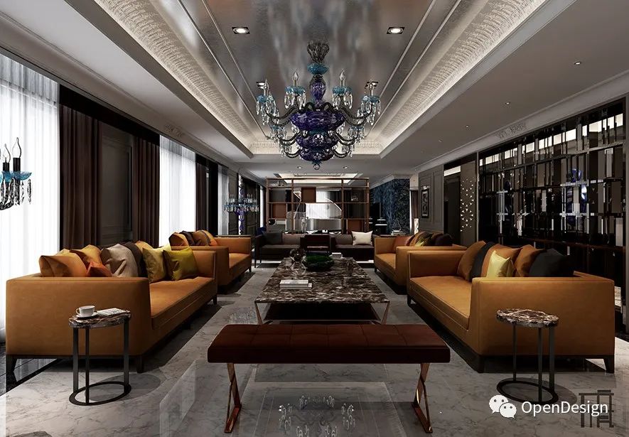 玥庭国际 · 蓝色调的时尚与古典交融的住宅设计丨中国台中丨天境设计-2