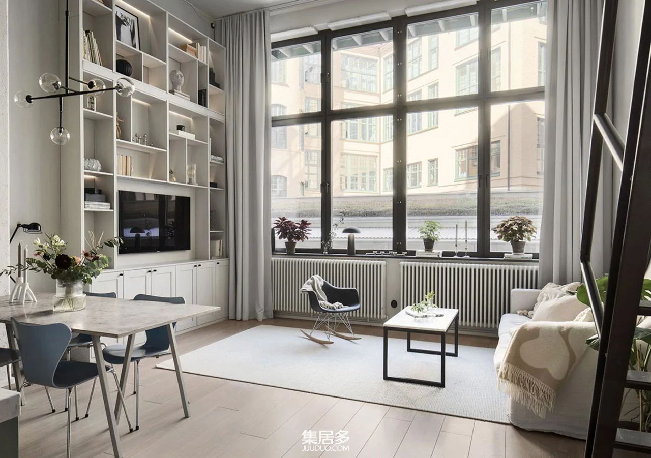 斯德哥尔摩小而时尚的单色阁楼丨瑞典斯德哥尔摩-0