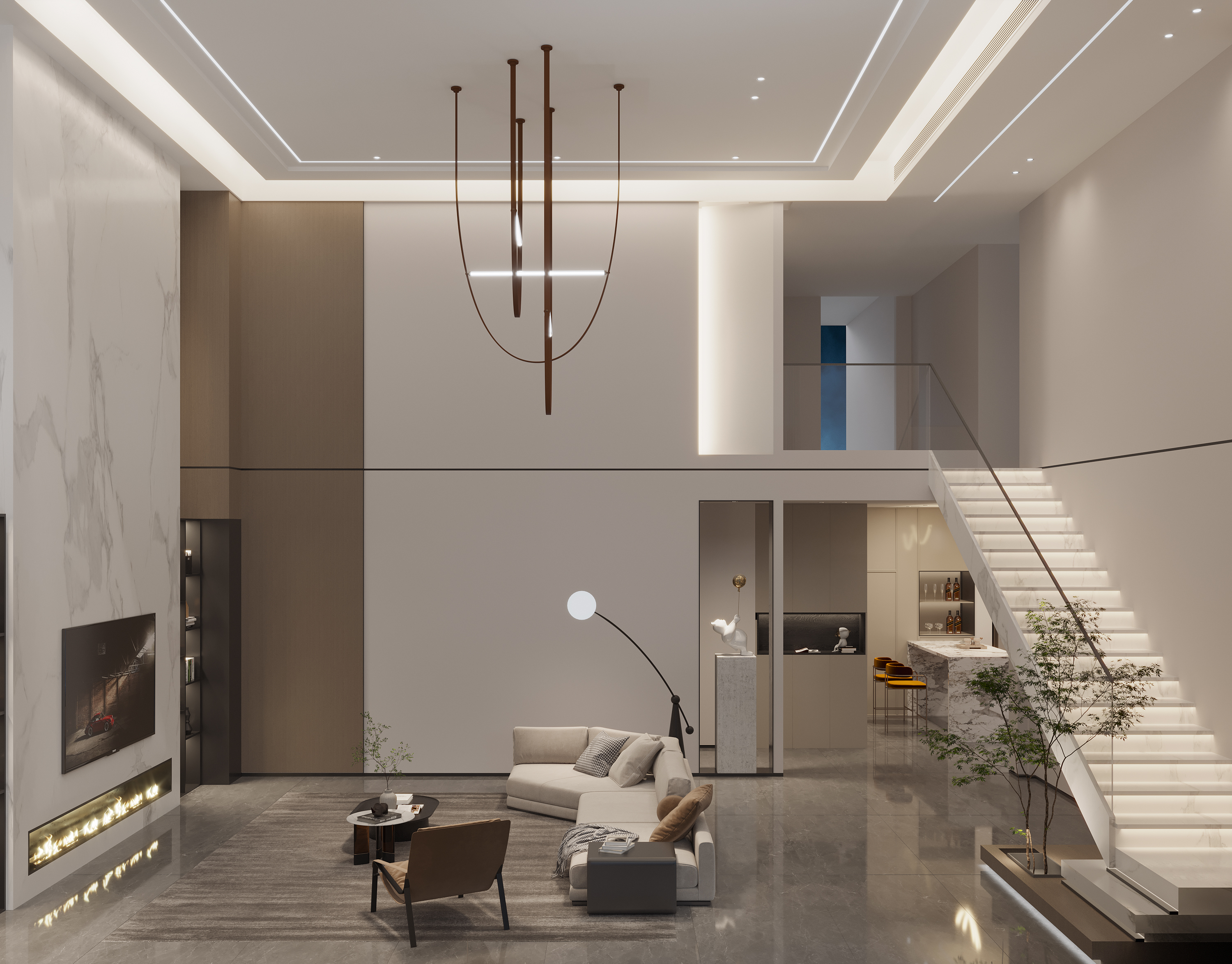 现代挑空别墅-怪兽效果图-1